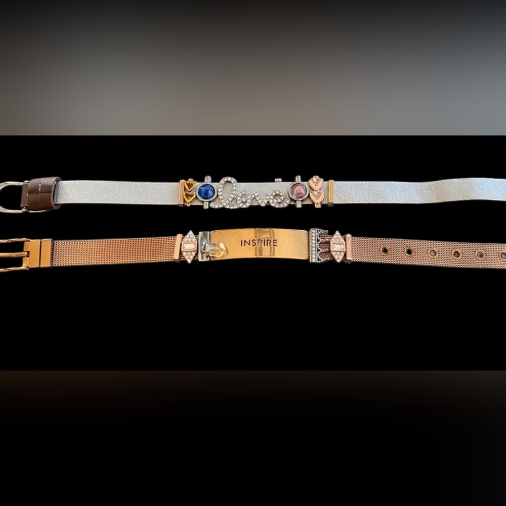 Bracelets & (10 charms), rose gold and silver/brown